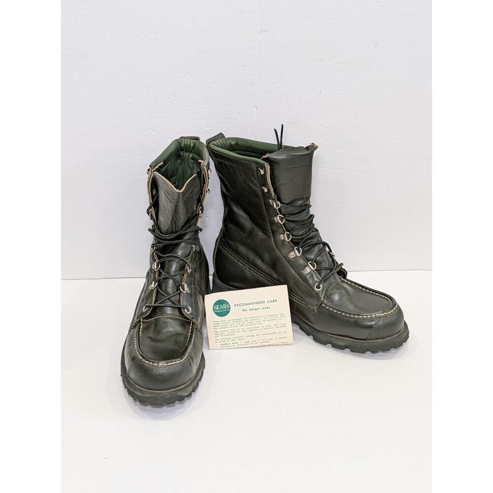 Sears Ted Williams Sport Work Tactical Olive Green Boots Leather Mens Size 8D